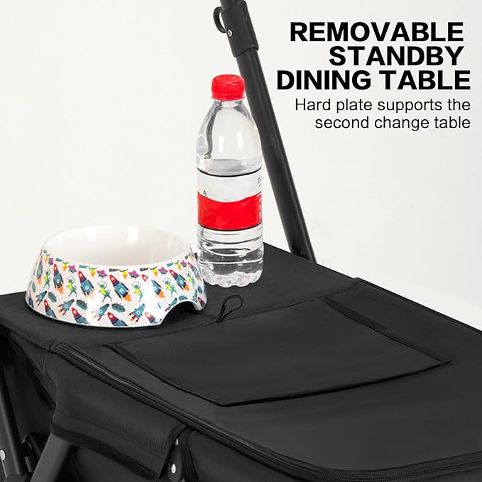 Pet Stroller Cat Dog Stroller Travel Folding Pet Carriers(Black)