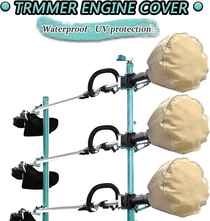 Waterproof trimmer cover and engine waterproof cover are suitable for trimming machine, lawn mower, electric saw, hedge and rod saw. 600D heavy Oxford cloth 12D x 15.6h inch(3pack) (khaki-600D(3pack))