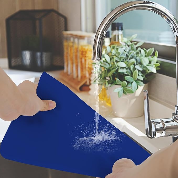 Silicone Mat for Kitchen Counter, Silicone Mat Trimable to Size (Classic blue, 15.7×11.8inch-2pcs), BPA-Free Silicone Placemat, Heat-Resistant NonSlip Table Mat for Air Fryer, Countertop Protector Mat
