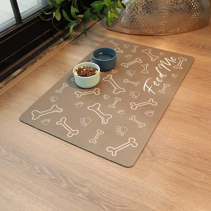 Le courant Absorbent Pet Mat Dog Cat Mat for Floors Waterproof,Cat Placemat Mat for Feeding Bowls - No Stains No Sliding Quick Dry Dog Water Mat Eating Mat Dish Mat-15.7x23.6 in