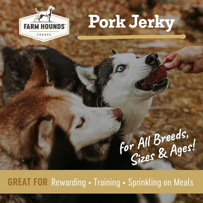 Farm Hounds - Premium Natural Pork Jerky for Dogs - Made from 100% Humanely Raised Pork - Break-to-Size - Great for Training & Treats - No Added Fillers - Made in USA - 3.5 oz - 2 Pack
