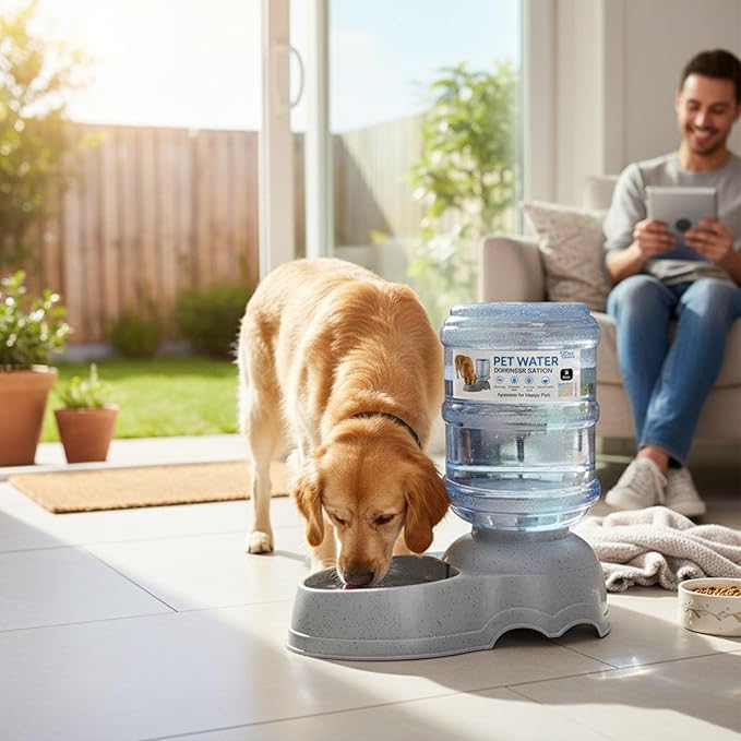 3 Gallon Pet Water Dispenser for Large Dogs and Cats, BPA Free Gravity Automatic Water Feeder, Indoor Outdoor Dog Drinking Fountain, No Filter, Large Capacity Dog Water Bowl for Multiple Pets