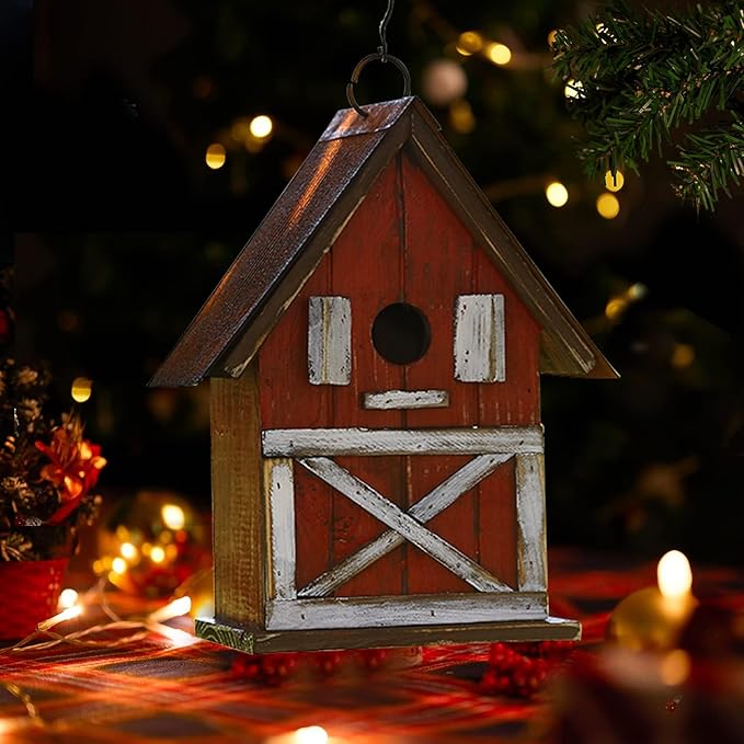 Topadorn Hanging Bird House Outdoor Garden Decorative Wooden Birdhouse