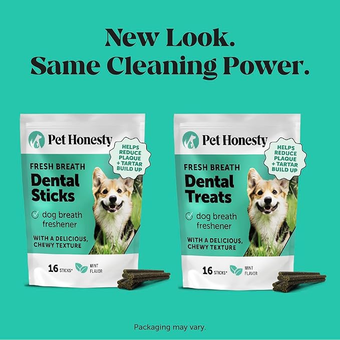 Dental Health Fresh Sticks - Oral Hygiene Dental Treat for Dogs - Dental Dog Chews - Freshen Dog Breath, Reduce Plaque + Tartar - 16 Sticks