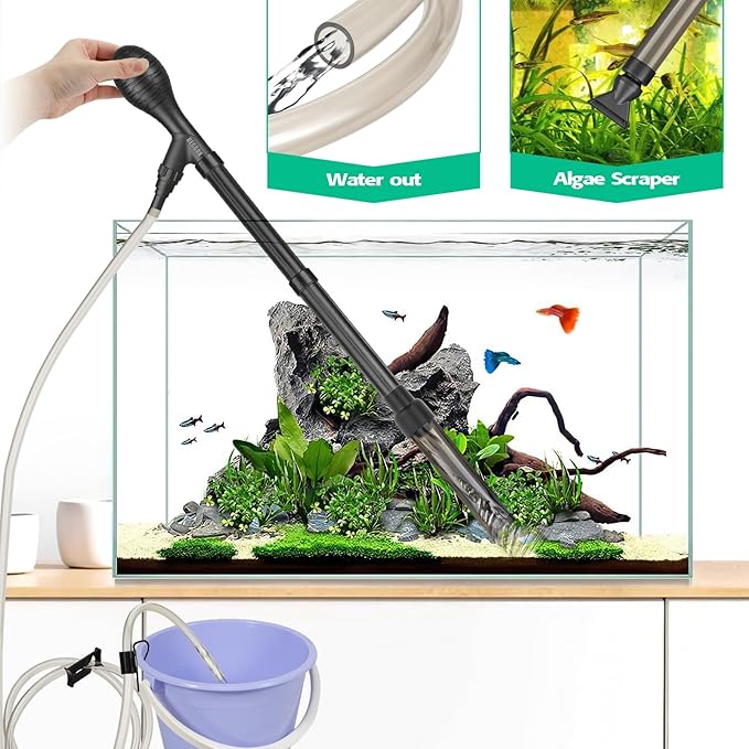 6ft Siphon Aquarium Vacuum Cleaner, Fish Tank Syphon for Water Changer,Gravel Cleaner,Removing Debris and Waste