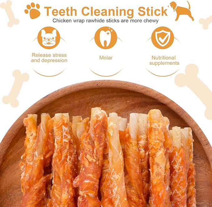 Chicken Wrapped Rawhides Dogs Treats Puppy Training Snacks Sticks Dog Chews 2lb