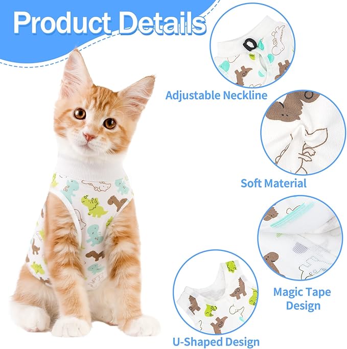 Cat Recovery Suit Female, Breathable Cat Onesie After Surgery Female for Abdominal Wounds or Skin Diseases, Surgery Recovery Suit Kitten Onesie After Spay Wear Anti Licking