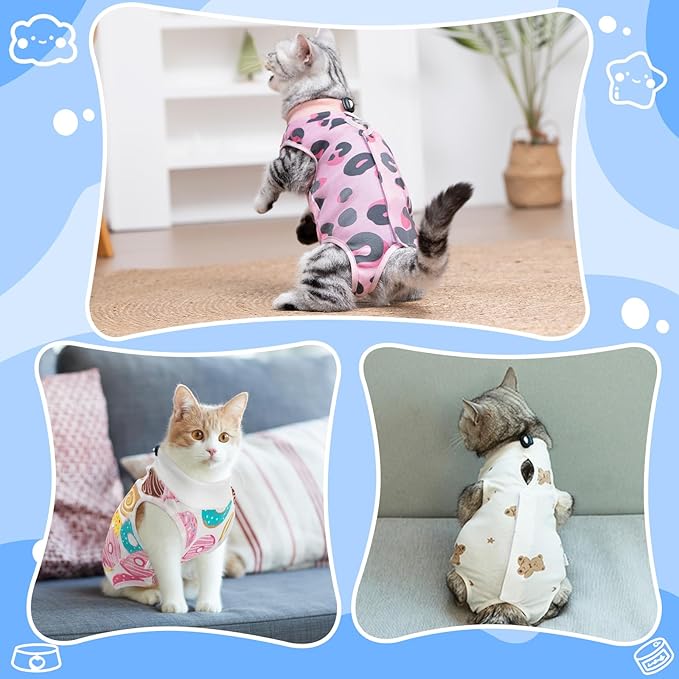 Cat Recovery Suit Female, Breathable Cat Onesie After Surgery Female for Abdominal Wounds or Skin Diseases, Surgery Recovery Suit Kitten Onesie After Spay Wear Anti Licking