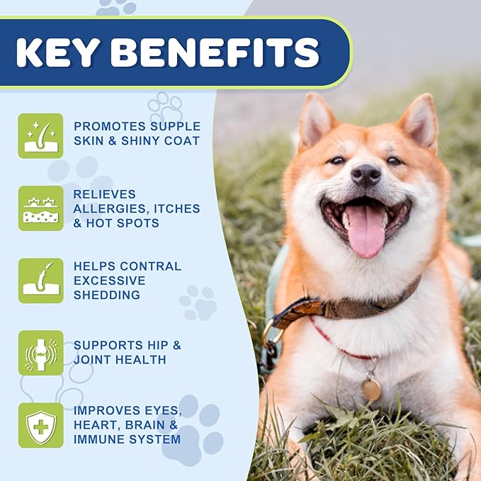 NATURE TARGET Omega 3 Fish Oil for Dogs, Salmon Oil for Dogs Skin and Coat with EPA & DHA Fatty Acids, Dog Itchy Skin Relief & Hot Spot Treatment, Anti Shedding, Support Hip & Joint Health - 180 ct