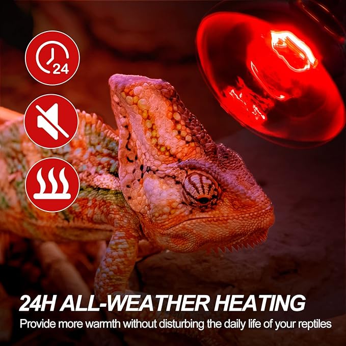WACOOL 2Pack 75W Reptile Heat Lamp Day & Night Kit, Nature Simulated Basking Daylight & Nightlight Heat Lamp Bulbs for Reptiles & Amphibians, UVA Heat Lamp for Bearded Dragon Gecko Turtle Lizard
