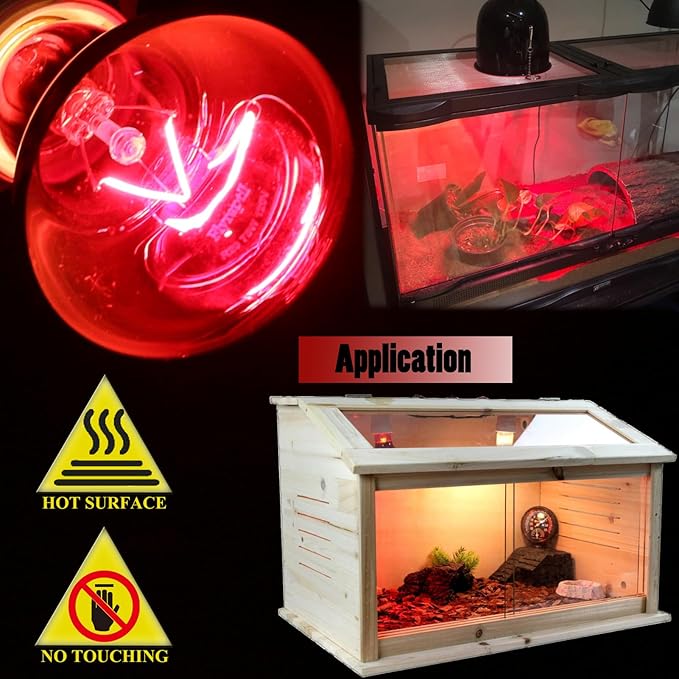 Reptile Heat Lamp Bulb 75 Watt, Infrared Red Heat Light Bulb Basking Spot Lamp for Bearded Dragon, Reptiles Amphibian, Chickens Coop, Lizard, Turtle, Hermit Crab, Leopard Gecko, Snake, 2 Pack