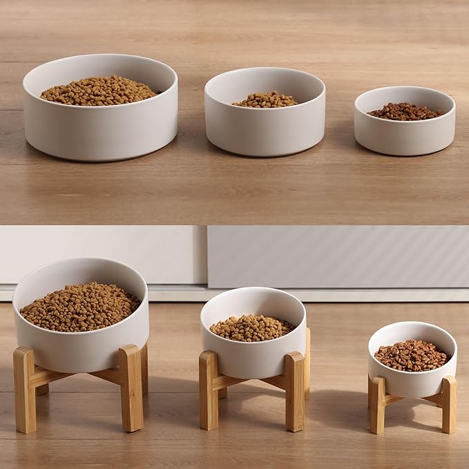 Petygooing White Elevated/Raised 15° Slanted Ceramic Dog Bowl for Large and Medium Breeds, Pet Anti Slip Feeding Bowl,Food Water Dish with Stand for Large and Medium Dogs (60 OZ / 7.6 Cup)