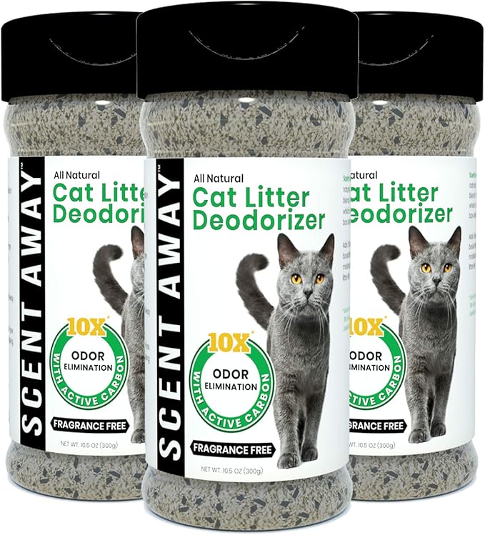 Cat Litter Deodorizer – Fragrance-Free Odor Eliminator with Active Carbon, Controls Litter Box Smells, (Pack of 3)