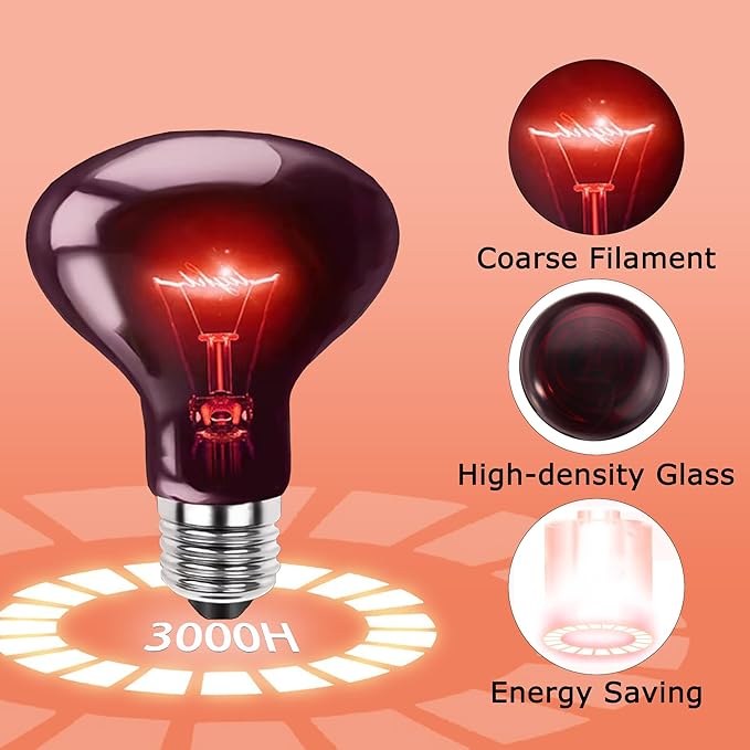 100W UVA Infrared Heat Lamp Bulb – High-Performance Red Basking Spot Light for Lizards, Leopard Geckos, Turtles and Chicks, Perfect for Reptile Tanks, Chicken Brooders & Terrariums | 2 Pack