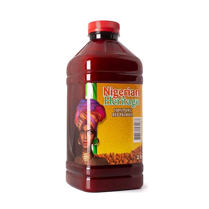 Nigerian Heritage 100% Red Palm Oil 67.63 Fl Oz – Pure Red Palm Oil for Cooking – Natural African Palm Fruit Oil, Authentic Pure Red Oil for Stews, Sauces, and More, 2 Liter Bottle