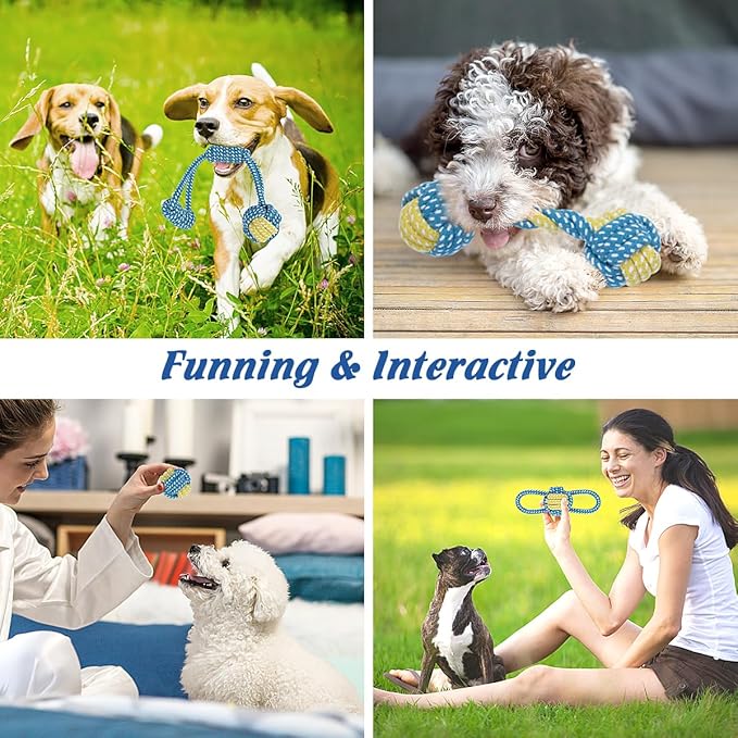 ETACCU 8 Pack Dog Rope Toys for Puppy & Small Dogs , Puppy Rope Toy for Aggressive Chewers, Indestructible,Keeping Dogs from Being Bored- Blue
