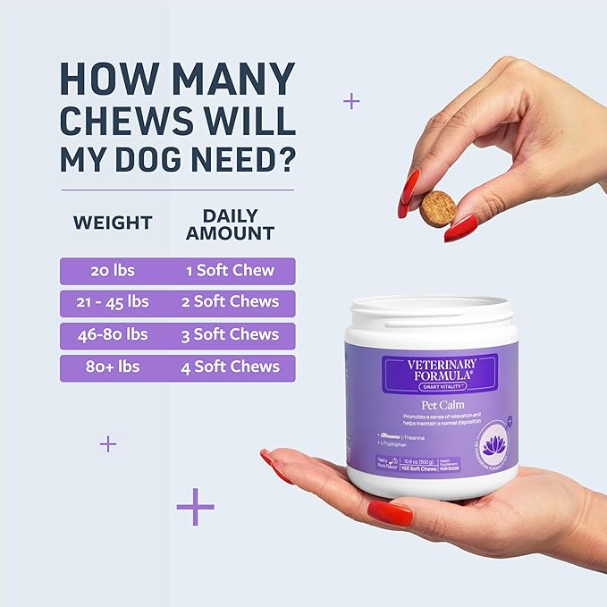 Veterinary Formula Smart Vitality Pet Calm Supplement for Dogs - Soft Chews, 100ct - Promotes a Sense of Relaxation During Moments That May Cause Stress - Fireworks, Travel, Changes in Routine