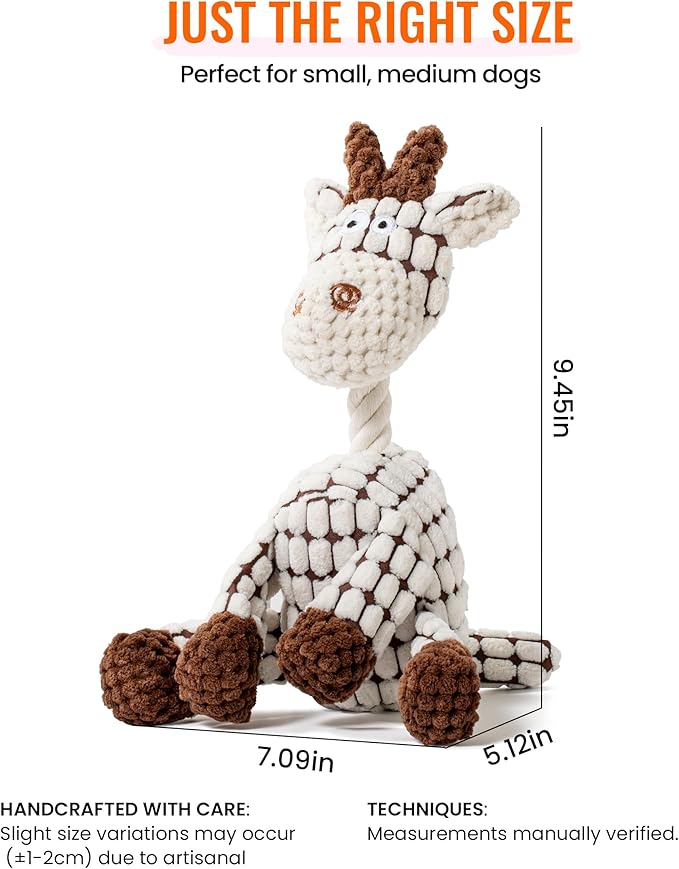 3-Pack Squeaky Plush Dog Toys - Adorable Animal Designs with Soft Cotton Filling, Cute Stuffed Dog Chew Toys for Small, Medium Non-Aggressive Chewing Dogs Chewer (Giraffe&Donkey&Dog)