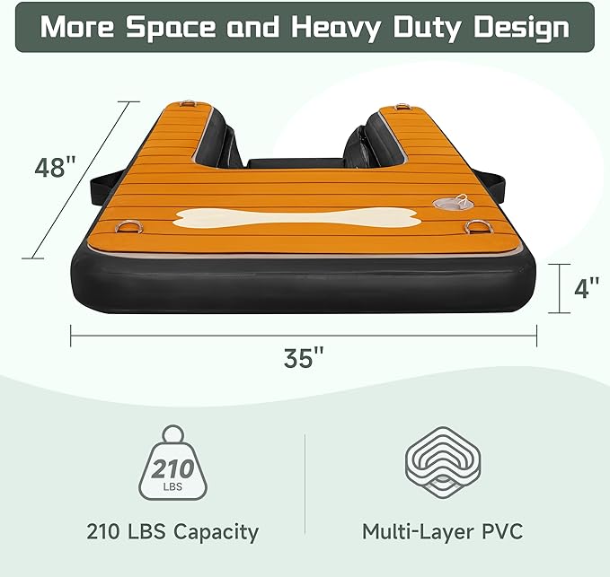 Dog Pool Ramp - Inflatable Dog Boat Ramp (48" x 35"), Safe & Easy Water Access, Supports Dogs Up to 210 Pounds, Suitable for Pool, Dock & Lake
