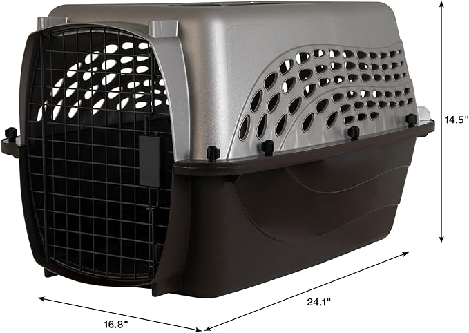 Petmate Dog Crates for Small Dogs & Cat Carriers, Two-Door Plastic Pet Kennel, Top & Front Loading, Made in USA, 24" For Pets Up To 15 lb, Pearl Tan