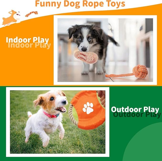 Dog Rope Toy - Tug of War Dog Toy, 8 Pack Sturdy Cotton Chew Rope Toys for Dogs, Puppy Chew Toys for Teething & Boredom Relief