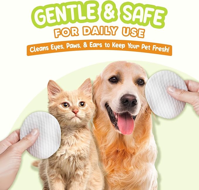 Pet Eye Wipes for Dogs & Cats | Gently Removes Tear Stains, Eye Debris, Discharge, Mucus Secretions | Chamomile Oil Pet Cleaning & Deodorizing Wipes for Eyes & Stains (100 Count)