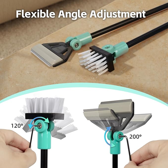 UPETTOOLS Algae Scraper for Glass Aquariums, 2 in 1 Adjustable Algae Scraper with 5 Stainless Steel Blades and Cleaning Brush, Aquarium Glass Cleaning Tools for 20-40 Gallon Fish Tank
