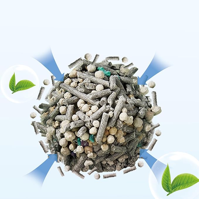 Vealind Cat Litter Fast Clumping Tofu Cats Litter, Flushable Ultra Absorbent 5 in 1 Dust-Free Flushable Odor Free Activiated Carbon Litter Pellets Unscented (2 PACK-16 Pounds)