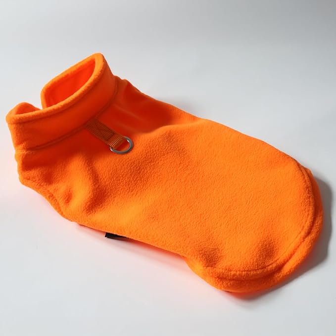 JACKO & CO - Fleece Vest Sweater with Leash Ring - Soft Lightweight Breathable for Puppies Small Medium Dogs, Kitten, Cats, Chihuahua - Warm for Fall/Autumn/Winter (Pumpkin, Large 10-16lbs)