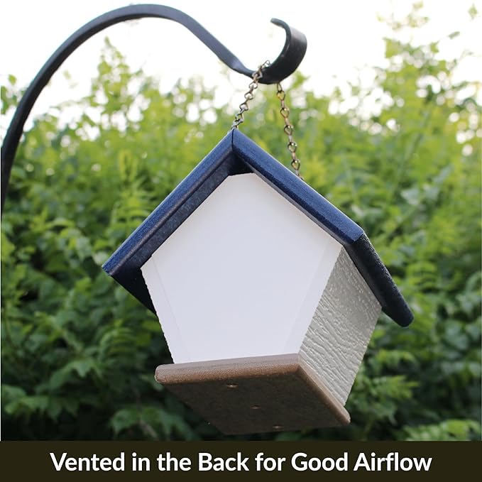 HomePro Garden Hanging Wren House: Navy Blue Poly Lumber Bird House for Outdoors