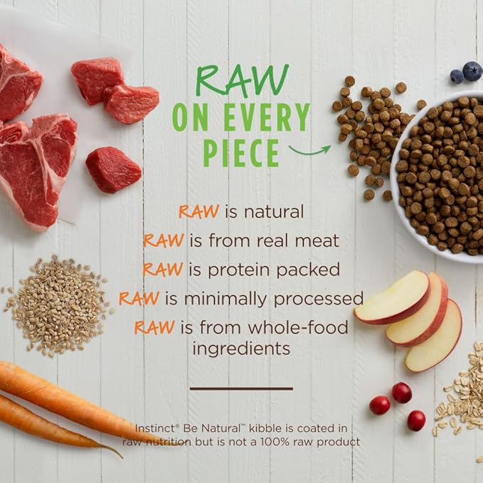 Instinct Be Natural, Natural Dry Dog Food, Raw Coated Kibble - Real Lamb & Oatmeal, 4.5 lb. Bag