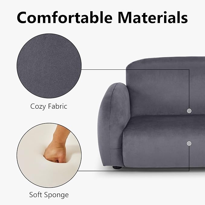 Lovupet Dog Couch with Rounded Corner Design and Anti-Slip Feet, Modern Pet Sofa for Small Medium Dogs, 5967 (Grey)