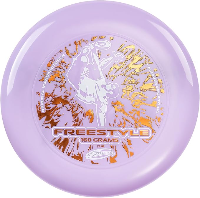 Wham-O Frisbee Freestyle Flying Disc 160g, 10.5 Inch Durable and Flexible Sport Disc for Outdoor Beach Backyard Family Fun