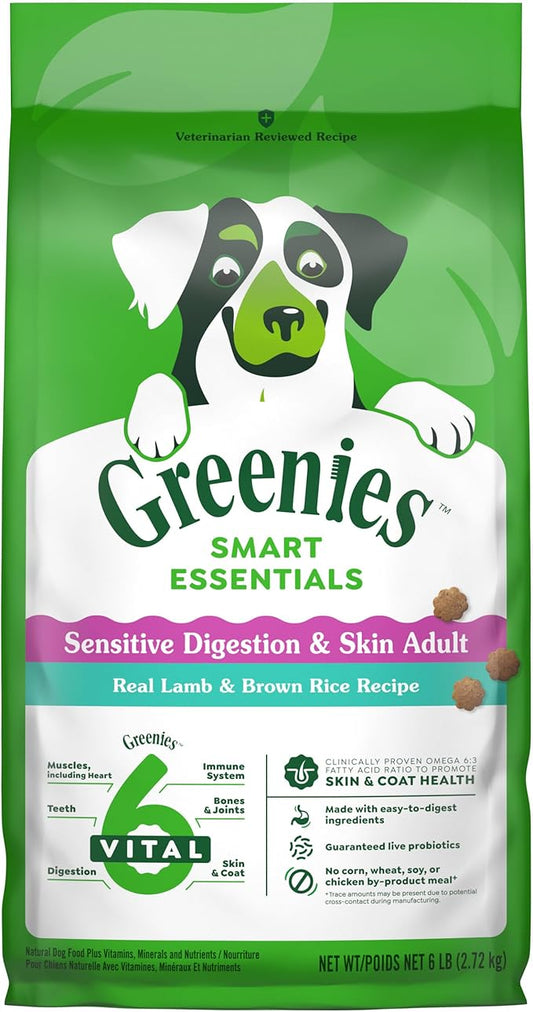 Greenies Smart Essentials Sensitive Digestion & Skin Adult Dry Dog Food Real Lamb & Brown Rice Recipe, 6 lb. Bag