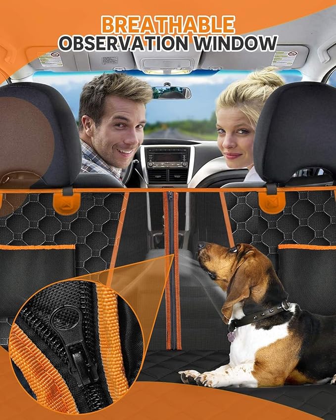 Victoper Back Seat Extender for Dogs, Dog Car Seat Cover with Detachable Hard Bottom Holds 440 LB, 600D Heavy Dog Seat Cover with 2 Seatbelts, 100% Waterproof Backseat Extender for Sedan SUV Truck
