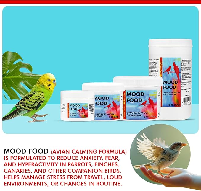 Morning Bird Mood Food (Avian Calming Formula) 6 Oz – Natural Calming Supplement for Birds – Reduces Stress, Feather Plucking & Aggression – Stress Relief Supports with B-Vitamins for Daily Calm