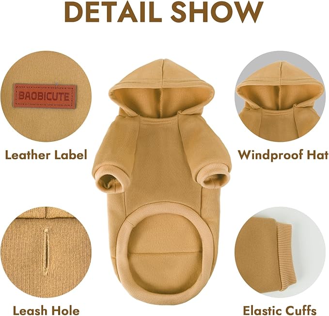 2 Pack Dog Hoodie Warm Hood Dog Sweater Cold Weather Small Dogs Sweatshirt Comfort Pet Clothes for Small Medium Dogs with Pockets Cats Chihuahua Clothes for Male Female Girl Boy Sporty Daily Wear