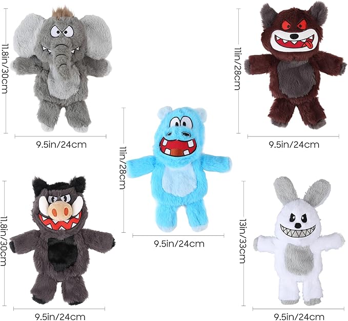 Bzonsmart Dog Squeaky Toys, 5 PCS Crinkle Plush Dog Toys, Dog Toys Value Bundle for Small,Medium,and Large Dogs, Dog Chew Toys to Keep Them Busy