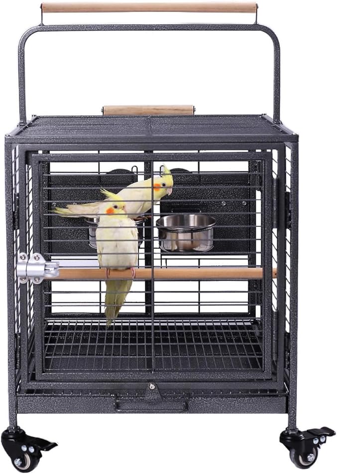 Travel Bird Cage, Easy to Wheel or Carry. Castor Wheels Included