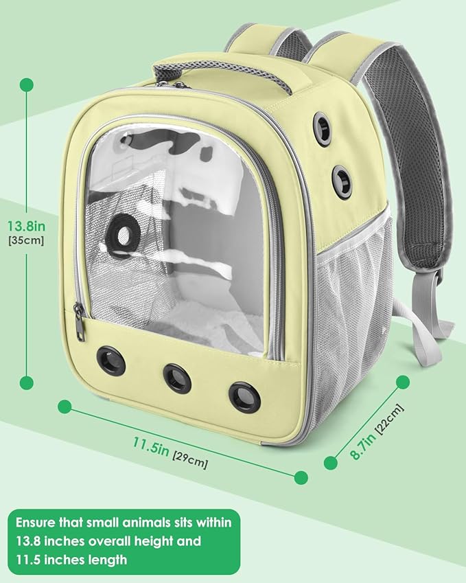 Guinea Pig Carrier Backpack, Portable Rabbit Travel Carring Bag for Pet Bunny Sugar Chinchilla Gerbil Bearded Dragon Hamster Parrot Outgoing Pouch Case with Water Bottle Holder & Detachable Pad