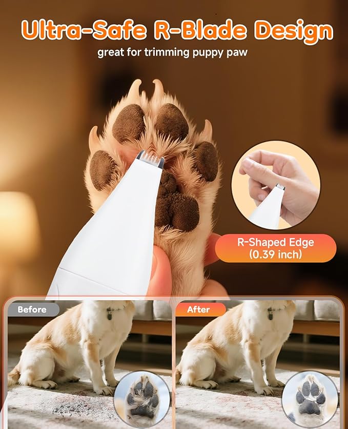 Dog Grooming Kit Quiet, 14 in 1 Dog Hair Trimmers with Paw Nail Grinder & Pet Clippers, Low Noise,Waterproof, Rechargeable, 3 Blades for Paws, Eyes, Ears, Face – Safe for Dogs & Cats