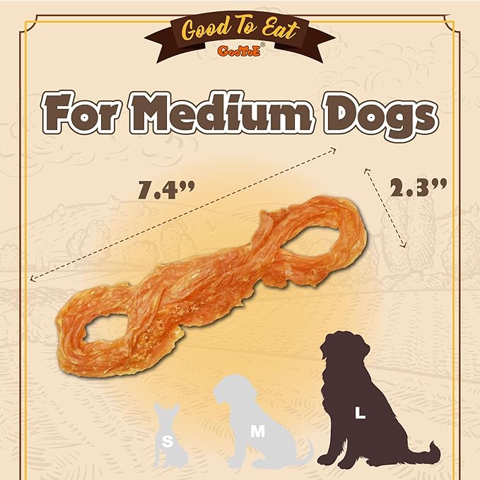 Gootoe Turkey Tendon Dog Treats, Rope (L) 3.53 oz, USA-Sourced Turkey Tendon, Natural Snack, Premium Puppy Chews, Hypoallergenic, Reseal Value Bags, Size for Large Dogs