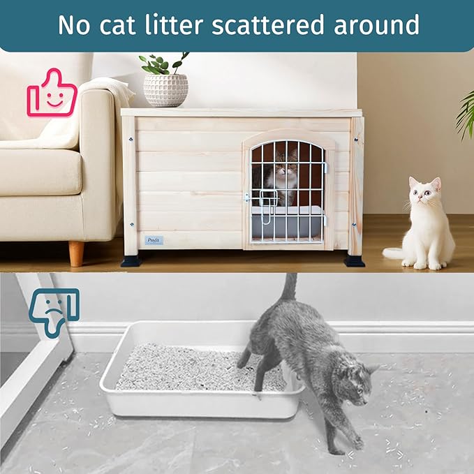 Petsfit Modern Pet Home Enclosure with Concealed Litter Area, Elegant Cat Furniture with Entryway, Indoor Pet Shelter & Side Table, Ideal for Cats and Small Pets Under 22lbs,31" L x 20.5" W x 20.5" H