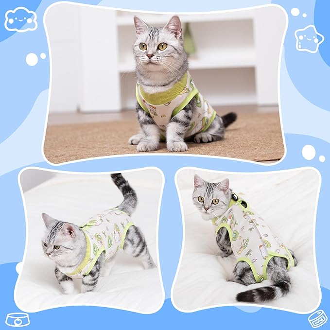 Cat Recovery Suit Female, Breathable Cat Onesie After Surgery Female for Abdominal Wounds or Skin Diseases, Surgery Recovery Suit Kitten Onesie After Spay Wear Anti Licking