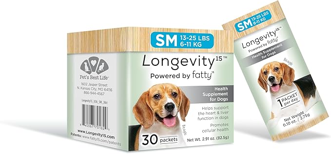 Longevity15 – C15:0 – Fatty Acid Health Supplement for Dogs – Healthy Pet Supplies – for Small Dogs, 1 Pack