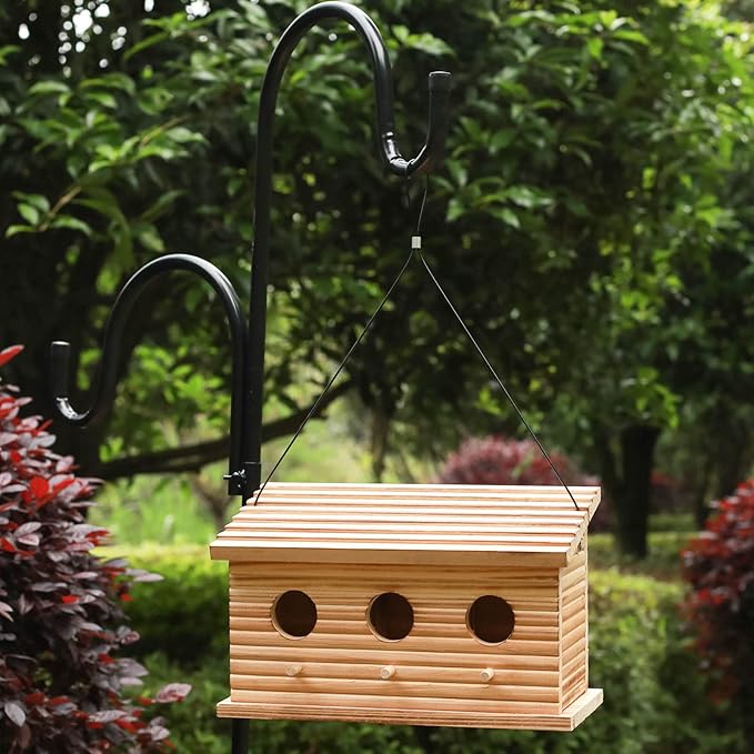 STARSWR Bird Houses for Outside,Outdoor Bird House Room for 3 Bird Families 3 Hole Bluebird Finch Cardinals Hanging Birdhouse