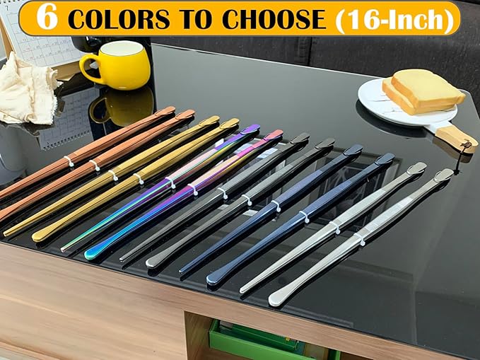 JETKONG 2 Pcs 16-Inch Extra-Large Kitchen Tweezers and Tongs - Giant Stainless Steel Food Tweezers - Rose Gold