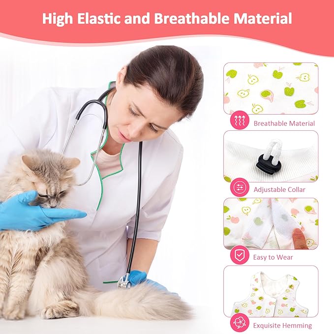 2 PCS Cat Recovery Suit Female Cat Onesie for Cats After Surgery Spay Abdominal Wounds, Kitten Surgery Recovery Suit Female Breathable E-Collar Alternative Kitten Onesie Anti Licking Medium