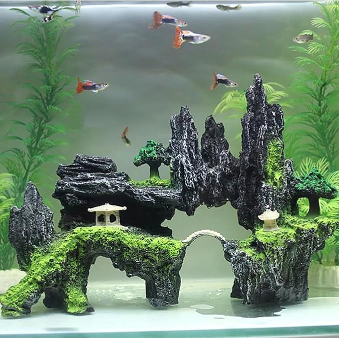 Eco-Friendly Resin Aquarium Rock Decor – Realistic Fish Tank Landscape, Low-Maintenance, Safe for Betta & Shrimp Tanks