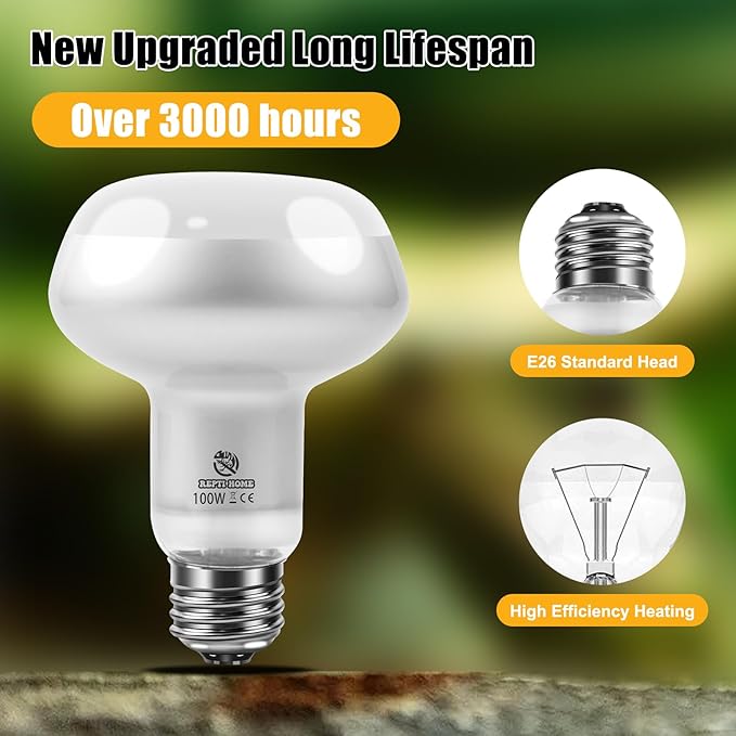 Reptile Heat Lamp 4Pack 100W, Intense Basking Spot Light Bulb with UVA, Simulate Natural Daylight Heat Bulb for Reptile, Turtle, Bearded Dragon, Lizard, Tortoise, Gecko, Snake